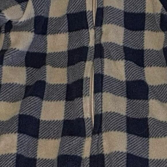 Old Navy One-Piece Fleece Snowsuit Boys 0-3M Blue Gray Check Hooded - Picture 3 of 9